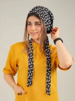 کلاه جراحی کراواتی زمینه مشکی طرح پاپیون