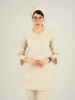 اسکراب زنانه آستین سه ربع کرم