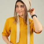 کلاه جراحی کراواتی کرمی طرح ساده