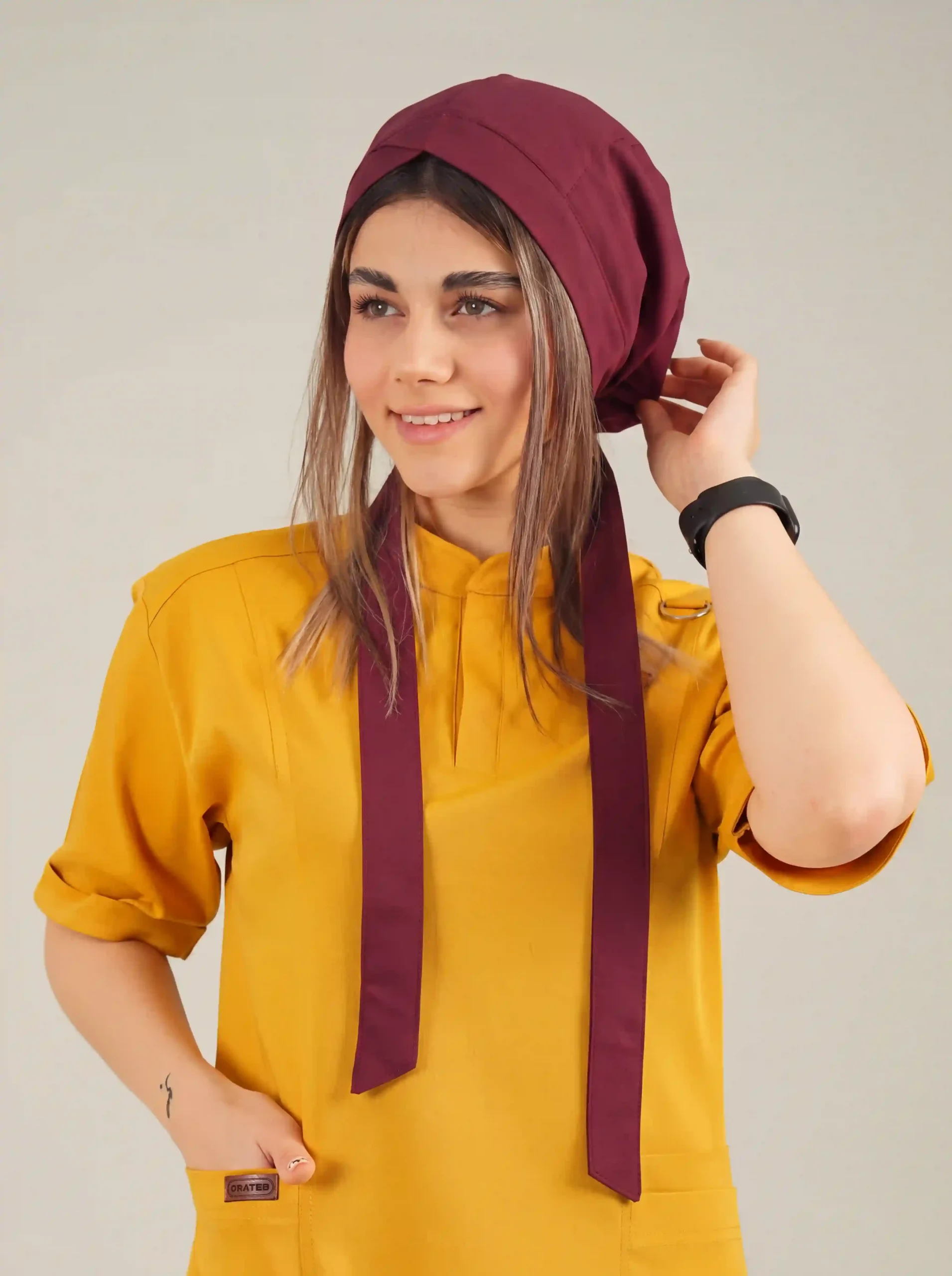 1000337053 کلاه جراحی کراواتی زرشکی - Image 1
