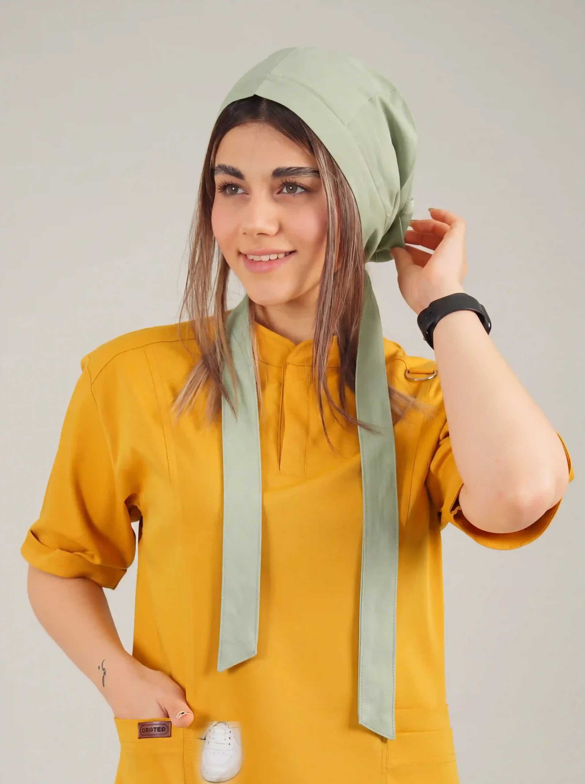 1000337144 کلاه جراحی مدل کراواتی رنگ سبز ماچا - Image 1