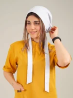 کلاه جراحی کراواتی سفید طرح ساده