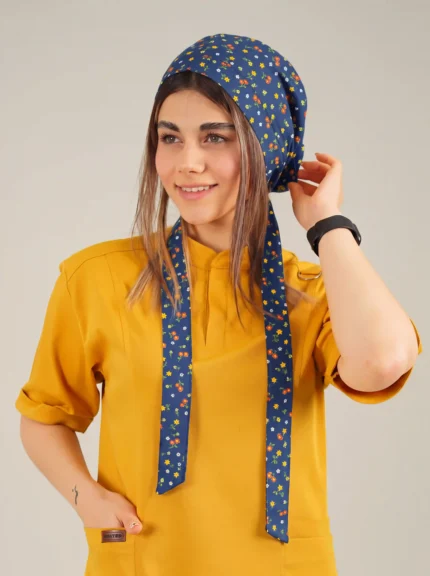 کلاه جراحی طرح دار زمینه آبی نفتی کراواتی کد A17