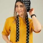کلاه جراحی مشکی طرح قلب سفید مدل کراواتی