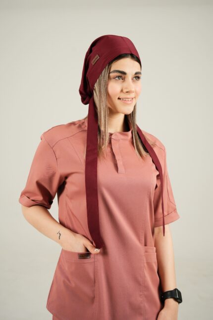 کلاه جراحی زرشکی مدل کراواتی