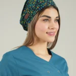 کلاه جراحی سرمه ای طرح گل پنبه مدل ساده‌