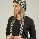 کلاه کراواتی مشکی طرح بابونه