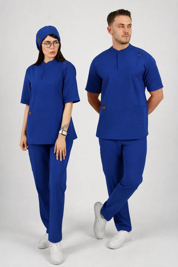 1000329583 اسکراب پزشکی یقه دیپلمات اسپرت آبی کاربنی - Image 1