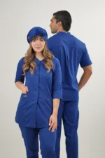اسکراب پزشکی زنانه کشی آستین سه ربع آبی کاربنی - Image 7