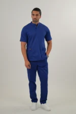 اسکراب پزشکی یقه دیپلمات اسپرت آبی کاربنی - Image 5