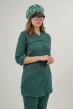 اسکراب پزشکی زنانه کشی آستین سه ربع سبز سلطنتی - Image 3