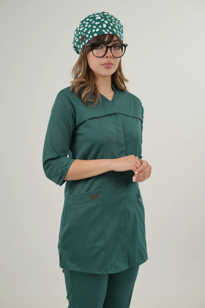اسکراب پزشکی زنانه کشی آستین سه ربع سبز سلطنتی - Image 3