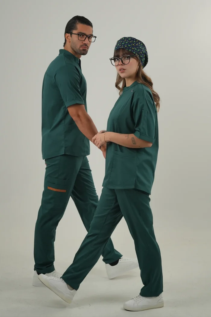 اسکراب پزشکی یقه دیپلمات اسپرت سبز سلطنتی - Image 4