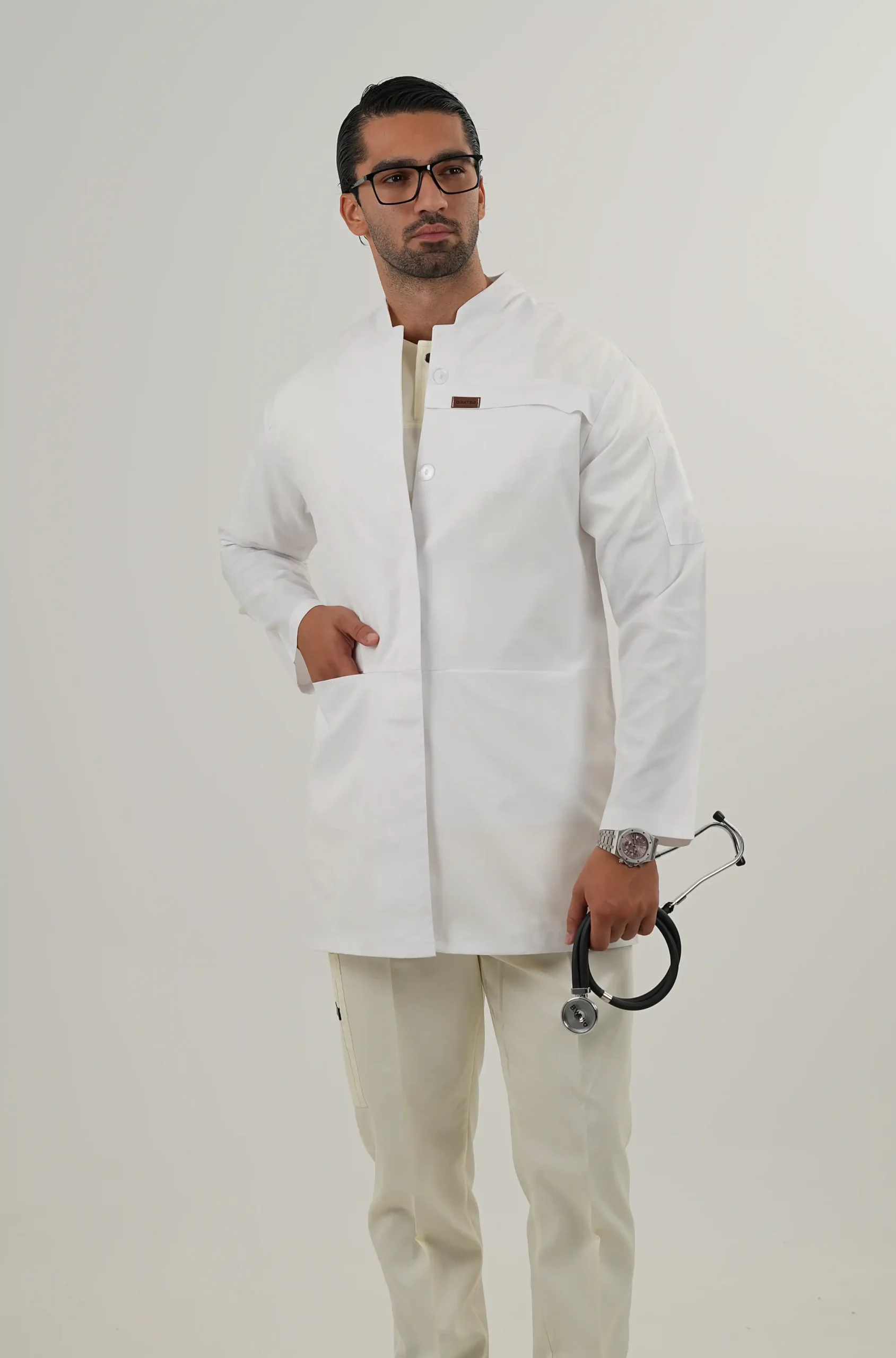 1000350692 روپوش پزشکی مردانه یقه فرنچ - Image 1