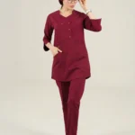 اسکراب زنانه آستین سه ربع زرشکی
