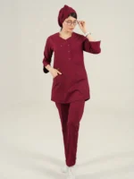 اسکراب پزشکی زنانه آستین سه ربع زرشکی