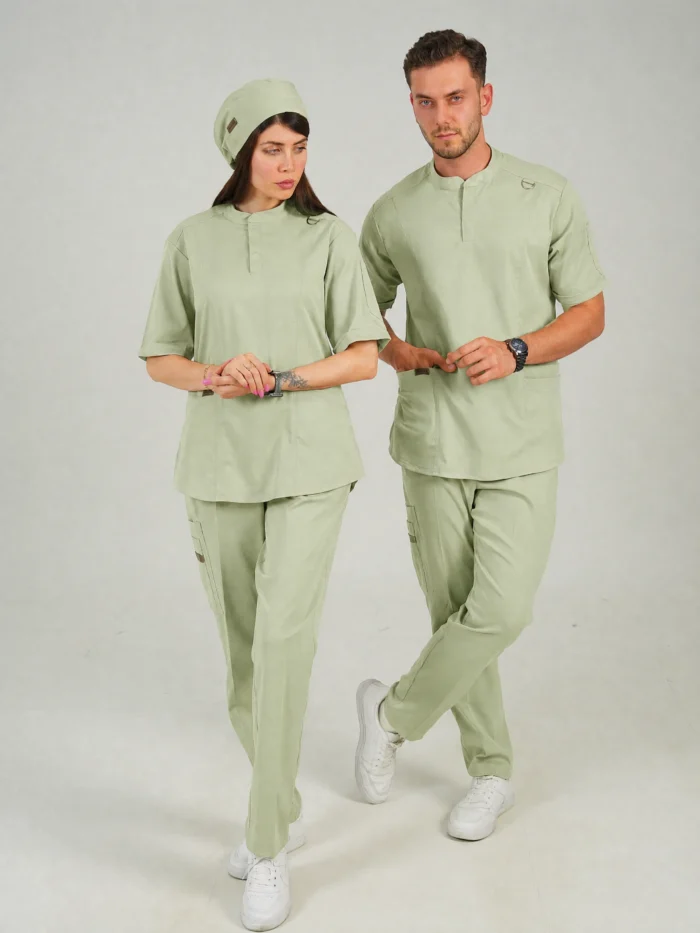 اسکراب پزشکی یقه دیپلمات اسپرت سبز ماچا - Image 1