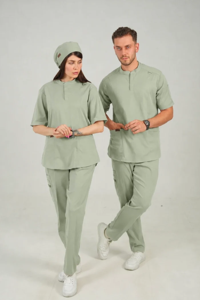 اسکراب پزشکی یقه دیپلمات اسپرت سبز ماچا - Image 4