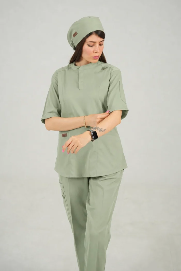 اسکراب پزشکی یقه دیپلمات اسپرت سبز ماچا - Image 5
