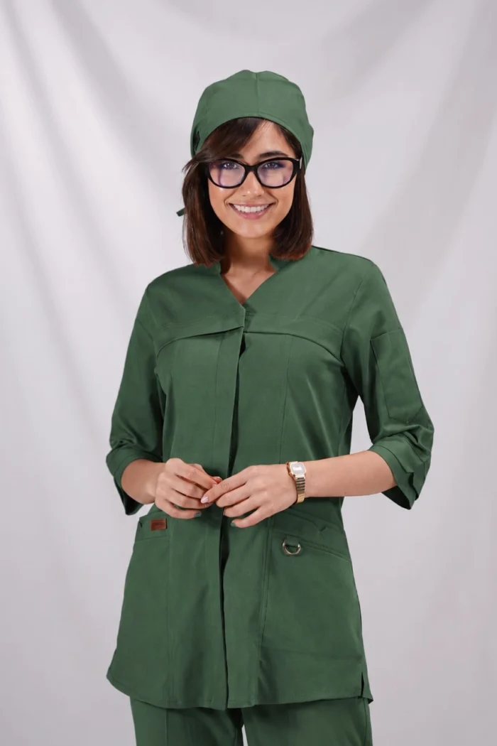 اسکراب زنانه کشی آستین سه ربع سبز یشمی - Image 3