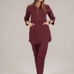 اسکراب زنانه آستین سه ربع زرشکی