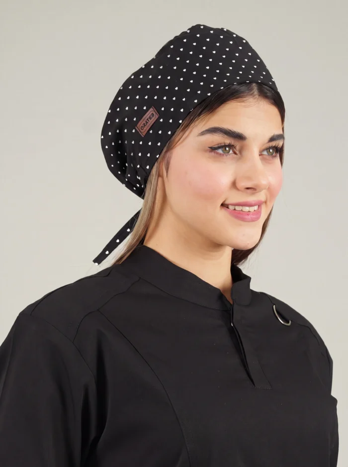1000334091 کلاه جراحی مد ساده مشکی طرح قلب ریز کد A02 - Image 1