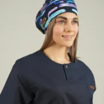 کلاه جراحی سرمه ای طرح کاکتوس مدل ساده