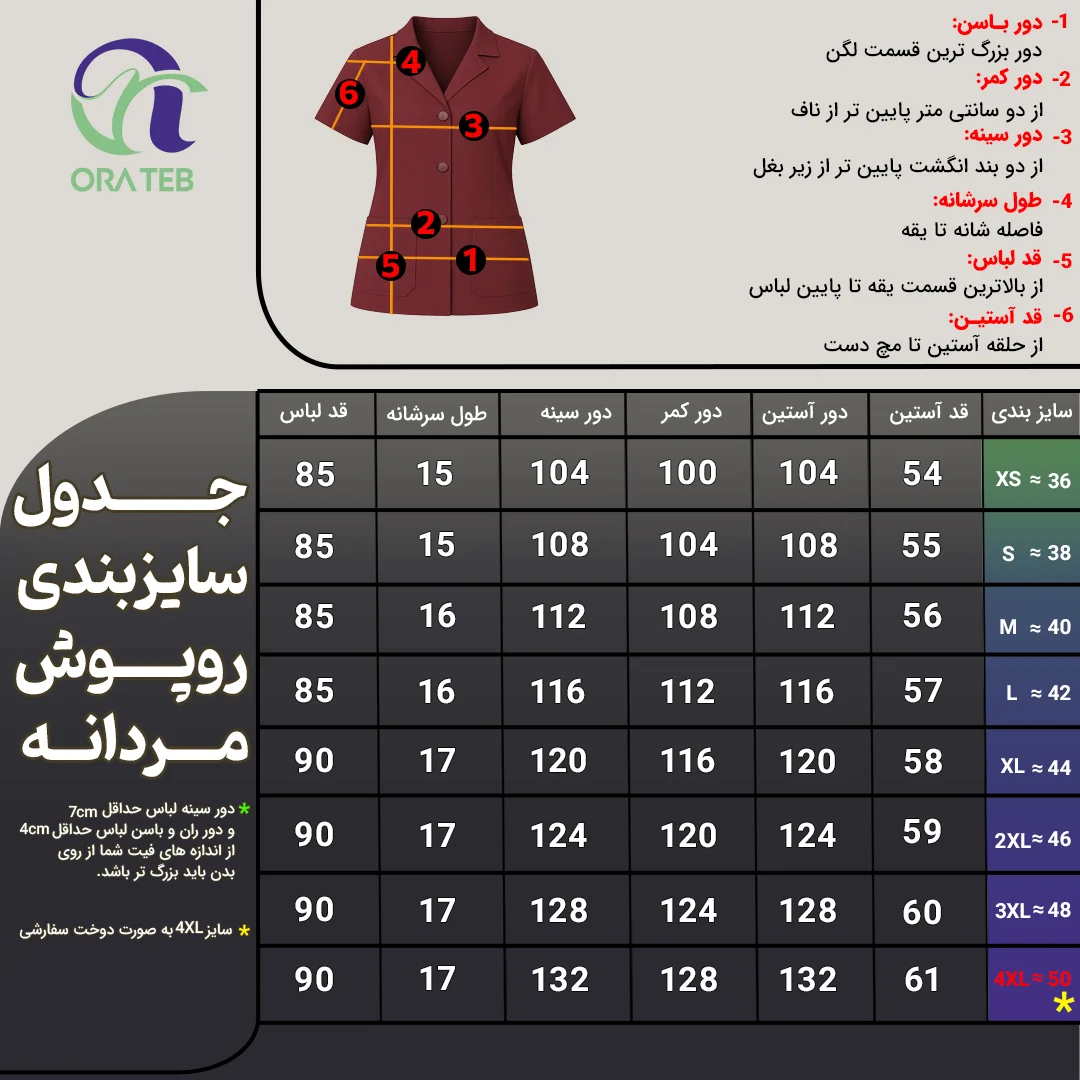 روپوش پزشکی مردانه یقه انگلیسی