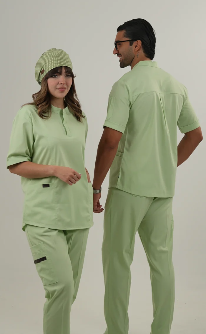 اسکراب پزشکی یقه دیپلمات اسپرت سبز ماچا - Image 4