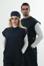 وست اسکراب پزشکی(اسکراب تاپ) یونیسکس سرمه ای
