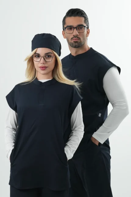 وست اسکراب پزشکی(اسکراب تاپ) یونیسکس سرمه ای