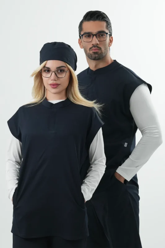 وست اسکراب پزشکی(اسکراب تاپ) یونیسکس سرمه ای