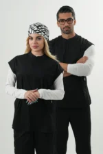 وست اسکراب پزشکی(اسکراب تاپ) یونیسکس مشکی