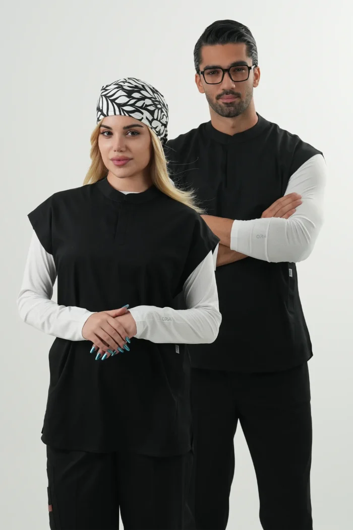 وست اسکراب پزشکی(اسکراب تاپ) یونیسکس مشکی