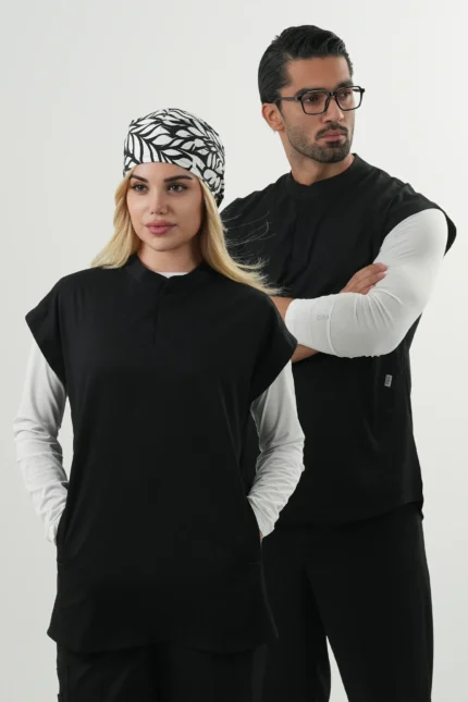 وست اسکراب پزشکی(اسکراب تاپ) یونیسکس مشکی