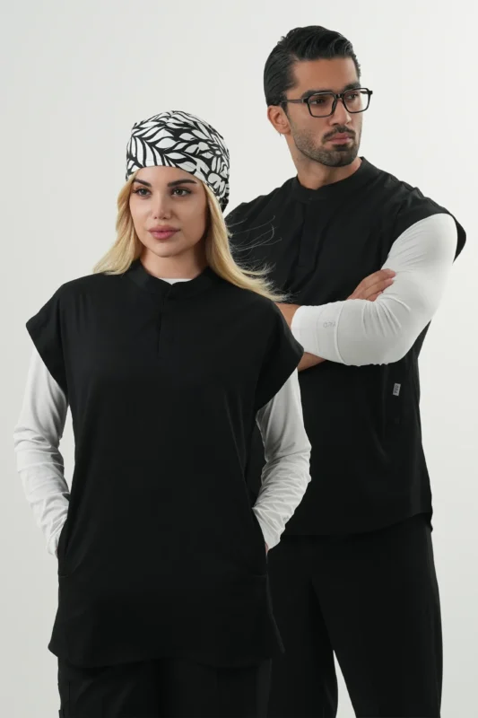 وست اسکراب پزشکی(اسکراب تاپ) یونیسکس مشکی